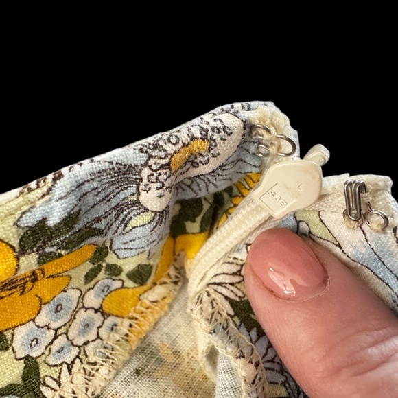 Urban Outfitters Notched Linen Floral Mini Skirt yellow Darren size S petite 921 - Picture 7 of 14